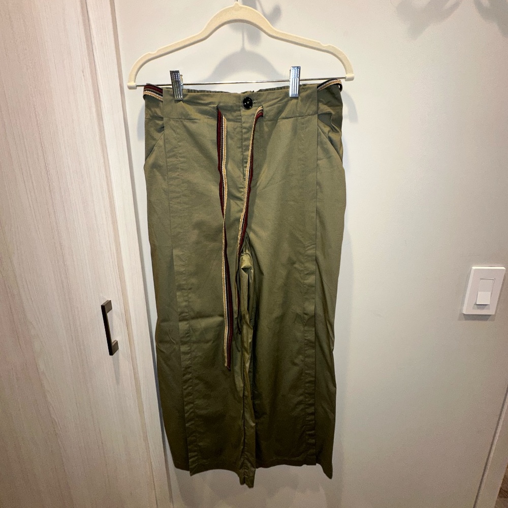 LAUNDRY Green wide leg pants with belt